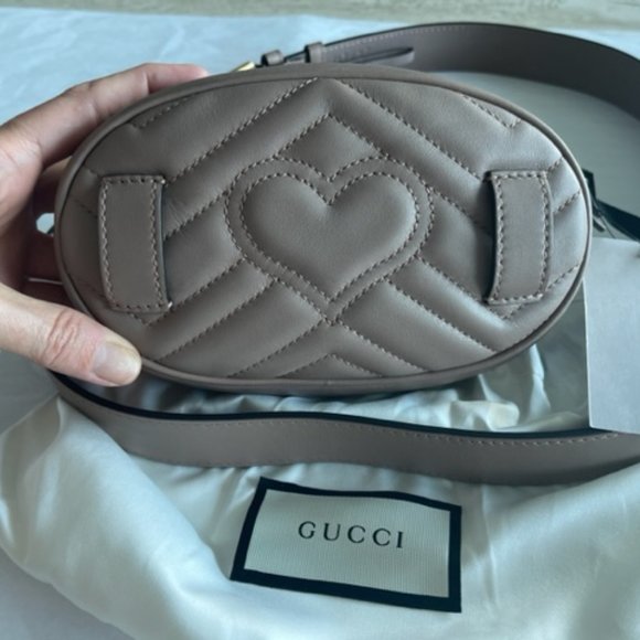 Gucci GG Marmont Belt Bag Matelasse Leather Gold Handbag Chevron Rose Bag New main image 5